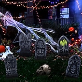 levne Halloween venkovní dekorace-5ks halloweenských náhrobních dekorací realistické a opakovaně použitelné strašidelné dekorace na dvorek a doplňky