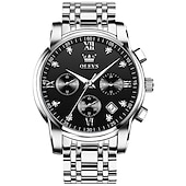 abordables Montres à quartz-OLEVS Montres à quartz pour Hommes Analogique Quartz Classique Mode mode Classique Noël Grand Cadran Date du jour Métal Acier Inoxydable Mode