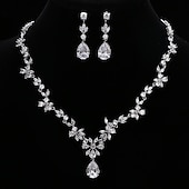 voordelige Accessoires en meer-Bruidssieradensets 1 set Kubieke Zirkonia Koper 1 Ketting Oorbellen Dames Luxe Elegant Laten vallen Sieraden set Voor Bruiloft Feest Vuosipäivä