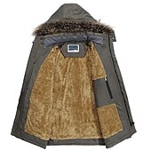 baratos Casacos &amp; Sobretudos para Homem-Homens Casaco de inverno Jaqueta de Inverno Estilo Clássico Acampar e Caminhar Quente Zíper Bolsos Preto Caqui Verde Tropa Azul Escuro Casaco puffer