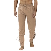baratos calça casual-Homens Corredor Calças Calça casual Com Cordão Cintura elástica Côr Sólida Palco Streetwear Moda Punk e gótico Ajuste Largo Preto Branco