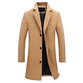 billiga Trenchcoat för män-Herr Vinterkappa Yllekappa Rock Trenchcoat Kort kappa Gata Företag Vinter Höst Polyester Håller värmen Andningsfunktion Ytterkläder Kläder Ledigt Ensfärgat Ficka Nedvikt Enkelknäppt