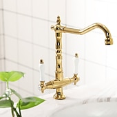 preiswerte Küchenarmaturen-Kitchen Faucet,Two Handles One Hole Antique Brass / Electroplated / Painted Finishes Standard Spout Centerset Antique Kitchen Taps