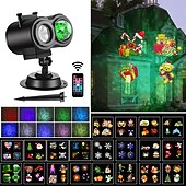 abordables Lumières de Noël-Projecteur à LED de noël Lumière de projecteur à vague d&#039;eau 2 en 1 avec 16 motifs commutables Spectacle de lumière de paysage étanche pour la célébration d&#039;anniversaire d&#039;halloween et décoration de