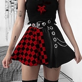 cheap Bottoms-Vintage Punk &amp; Gothic Masquerade Normal Goth Girl Plaid Checkered Fancy Dress Women's Event / Party Adults' Skirts Summer Spring