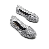 economico Ballerine da donna-Per donna Ballerine Ballerine Scarpe gelatine Giornaliero Tinta unita Estate Piatto Punta tonda Informale PVC Mocassino Argento Nero Rosa