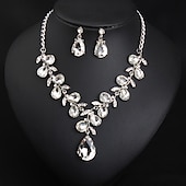 cheap Jewelry Sets-Bridal Jewelry Sets 1 set Crystal Rhinestone Alloy 1 Necklace Earrings Women&#039;s Statement Colorful Cute Fancy Flower irregular Jewelry Set For Party Wedding
