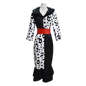 levne Dámské Kostýmy-Sto a jeden dalmatin Cruella de Vil Šaty Cosplay kostým Maškarní prázdniny Filmové kostýmy for Dámské Dospělé Karneval Plesová maškaráda