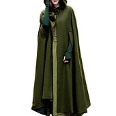 billiga Vinterjackor-Dam Kappa Mantel / kappor Karnival Fest Halloween Höst Vinter Lång Täcka Lös passning Vindtät Stylish Vintagestil Elegant och modernt Jacka Ärmlös Ensfärgat Ren färg Multi lager Svart Blå Grön