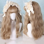 tanie Peruki imprezowe-Długa Ombre Kolorowa Syntetyczna Peruka Cosplay Lolita Harajuku z Grzywką Naturalne Fale Różowa Fioletowa Niebieska Codzienna Peruka Halloween