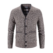 preiswerte Herren Strickjacke-Herren Pullover Strickjacke Fleece Pullover Stricken Strick Feste Farbe V Ausschnitt Stilvoll Täglich Bekleidung Winter Rote Blau XS S M