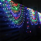 cheap Plug String Lights-Peacock LED Net Light Outdoor Mesh Light 3M 424LED Window Curtain String Light For Backdrop Wall Christmas Fairy Holiday Light EU US AU UK Plug