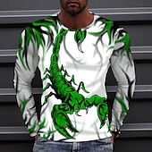 abordables T-shirts à imprimé animal-Homme Animal Scorpion T-shirt manche longue T-shirt Col rond Chemise Sports Mode Vêtements de sport Extérieur Vacances Rue Noir Blanche Jaune Automne Vêtement Tenue S M L XL XXL XXXL 4XL