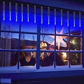 olcso Hálózatra csatlakoztatható elektronika-4db csomag 30cm x8 12 &quot;húrlámpa 576 led eső meteor esőfény karácsonyfa ünnepi party kültéri dekoráció vízálló összekapcsolható hosszabbító
