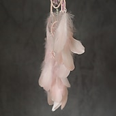 cheap Dreamcatcher-Dream Catcher Handmade Gift  with 5 Circles Feather Bead Flower Wall Hanging Decor Art Boho Style 16*70cm