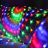 cheap Plug String Lights-Peacock LED Net Light Outdoor Mesh Light 3M 424LED Window Curtain String Light For Backdrop Wall Christmas Fairy Holiday Light EU US AU UK Plug