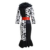 levne Dámské Kostýmy-Sto a jeden dalmatin Cruella de Vil Šaty Cosplay kostým Maškarní prázdniny Filmové kostýmy for Dámské Dospělé Karneval Plesová maškaráda