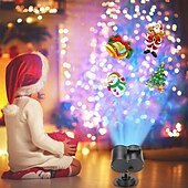 abordables Lumières de Noël-Projecteur à LED de noël Lumière de projecteur à vague d&#039;eau 2 en 1 avec 16 motifs commutables Spectacle de lumière de paysage étanche pour la célébration d&#039;anniversaire d&#039;halloween et décoration de