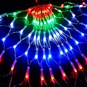 cheap Plug String Lights-Peacock LED Net Light Outdoor Mesh Light 3M 424LED Window Curtain String Light For Backdrop Wall Christmas Fairy Holiday Light EU US AU UK Plug