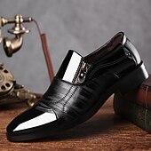 Men's Black Patent Leather Formal Shoes with Side Zipper – Sleek and Stylish Design for Weddings, Parties, and Business Wear cheap Formal-Men's Black Patent Leather Formal Shoes with Side Zipper – Sleek and Stylish Design for Weddings, Parties, and Business Wear