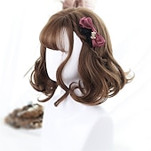 お買い得  パーティーウィッグ-合成ショートボブ カラー ロリータアニメウィッグ エアバング付き 女性用 ナチュラルフェイクヘア ブラック ブルー ロリータ コスプレウィッグ ハロウィンウィッグ