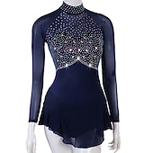 preiswerte Eiskunstlaufkleider-Eiskunstlaufkleid Damen Mädchen Eislaufen Kleider Austattungen Gelb Dunkelrot Dunkelmarine Patchwork Gitter Spandex Hochelastisch Praxis Professionell Wettbewerb Eiskunstlaufkleidung Kristalle
