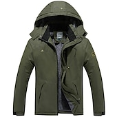 preiswerte Sportjacke-Herren Hoodie-Jacke Wanderjacke Skijacke Winter Draussen Winter Draussen Volltonfarbe warm halten Wasserdicht Windundurchlässig Fleece-Futter Oberbekleidung Windjacken Mantel Campen und Wandern Jagd