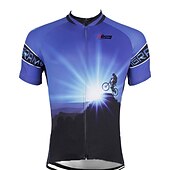 お買い得  メンズジャージ-男性用 サイクリングジャージー パターン柄 おかしい 半袖 バイク ジャージー トップス 3つのリアポケット付き マウンテンサイクリング ロードバイク 速乾性 反射性ストリップ 後ポケット モイスチャーコントロール スポーツ イエロー レッド ブルー 衣類