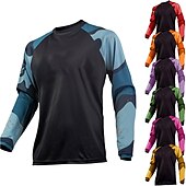 ieftine Tricouri pentru bărbați-Bărbați Jersey de ciclism Downhill Jersey Jachetă Dirt Bike Manșon Lung Ciclism montan Ciclism stradal Iarnă Negru / Portocaliu Negru + violet închis Negru Geometică Bicicletă Jerseu Termic cald