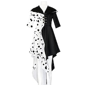 levne Dámské Kostýmy-Sto a jeden dalmatin Cruella de Vil Cosplay kostým Náhrdelník Úbory Vánoce Vinobraní Módní Filmové kostýmy for Dámské Dospívající Dospělé Karneval Plesová maškaráda