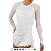 economico Abiti da Pattinaggio Artistico-Vestito da pattinaggio artistico Per donna Da ragazza Pattinaggio sul ghiaccio Vestiti Completi Nero Bianco Giallo Retato Elastene Elevata elasticità Addestramento Da allenamento Competizione Vestiti