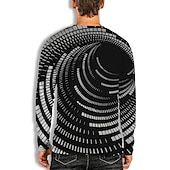 cheap 3D T shirts-Men&#039;s Graphic Prints Spiral Stripe T shirt Long Sleeve T shirt 3D Print Crew Neck Shirt Designer Casual Big and Tall Daily Holiday A B C Spring &amp;  Fall Clothing Apparel S M L XL XXL 3XL 4XL