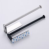 billige Toalettrullholdere-selvklebende håndkleholder, veggmontert toalettpapirholder, toalettpapirrullholder i rustfritt stål, silkerull (svart/krom)