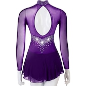preiswerte Eiskunstlaufkleider-Eiskunstlaufkleid Damen Mädchen Eislaufen Kleider Austattungen Gelb Dunkelrot Dunkelmarine Patchwork Gitter Spandex Hochelastisch Praxis Professionell Wettbewerb Eiskunstlaufkleidung Kristalle