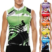 abordables Maillots Hombre-ILPALADINO Hombre Maillot de Ciclismo Sin Mangas Bicicleta Maillot Camiseta con 3 bolsillos traseros Resistente a los rayos UV Transpirable Bandas Reflectantes Compresión Amarillo Rojo Azul Piscina