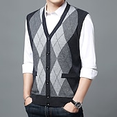 baratos suéter cardigã masculino-Homens Colete de moletom Vestido Suéter Blusa de lã Carregam Tricotar Tricotado Entrançado Bloco de cor Halter pescoço Estilo vintage Diário Final de semana Roupa Outono Inverno Vinho Azul Marinha S