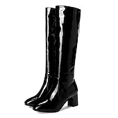 levne Módní boty-dámské bílé kozačky nad kolena s blokovým podpatkem - elegantní design na zip pro zimní módu