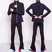 levne Oblečení na trénink v krasobruslení-Bunda na krasobruslení a kalhoty Pánské Chlapecké Buz Pateni sako Kalhoty Legíny černá / modrá Díra na palec Fleece Spandex Vysoká pružnost Trénink Cvičení Soutěž Bruslařské oblečení Zahřívací Ručn