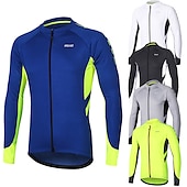preiswerte Radtrikot Herren-Arsuxeo Herren Langarm Fahrradtrikot Winter Polyester Dunkelgrau Weiß Grau Volltonfarbe Fahhrad Trikot / Radtrikot Bergradfahren Straßenradfahren Reflexstreiffen Tasche auf der Rückseite Sport