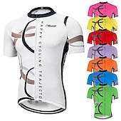 abordables Maillots pour hommes-Homme Maillot Velo Cyclisme Manche Courte Cyclisme Maillot Top avec 3 poches arrière VTT Vélo tout terrain Vélo Route Respirable Séchage rapide Résistant aux ultraviolets Zip frontal Blanche Jaune