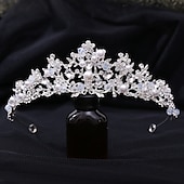voordelige Tiara&#039;s en Kroon-Kroon Tiara&#039;s Haarbanden Hoofddeksel Imitatie Parel Rhinestone Bruiloft Feest  Avond Retro Zoet Met Nepparel Kristal  Rhinestone Hoofddeksel jurk om indruk te maken