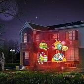 abordables Lumières de Noël-Projecteur à LED de noël Lumière de projecteur à vague d&#039;eau 2 en 1 avec 16 motifs commutables Spectacle de lumière de paysage étanche pour la célébration d&#039;anniversaire d&#039;halloween et décoration de