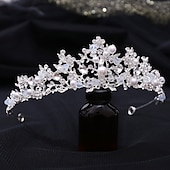 voordelige Tiara&#039;s en Kroon-Kroon Tiara&#039;s Haarbanden Hoofddeksel Imitatie Parel Rhinestone Bruiloft Feest  Avond Retro Zoet Met Nepparel Kristal  Rhinestone Hoofddeksel jurk om indruk te maken