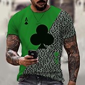 tanie Koszulki 3D-Męskie Dla obu płci Wzory graficzne Poker Koszula Podkoszulek Koszulki Krótki rękaw Podkoszulek Druk 3D Okrągły dekolt Koszula Designerskie Codzienny Duży i wysoki Codzienny Święto Jasnożółty