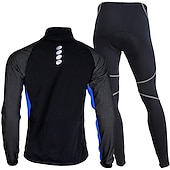 cheap Men&#039;s Jackets &amp; Gilets-Nuckily Men&#039;s Cycling Jacket with Pants Fleece Jacket Winter Thermal Warm Windproof 3D Pad Breathable Bike Windbreaker Clothing Suit Mountain Bike MTB Road Bike Cycling Green Red Blue Bike Wear