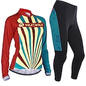 Nuckily Women's Long Sleeve Cycling Jersey with Tights Summer Black Floral Botanical Bike Clothing Suit Windproof Breathable Anatomic Design Reflective Strips Back Pocket Sports Polyester Lycra Floral 31