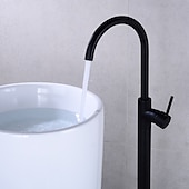 voordelige Zijdouche-vloermontage staande badkraan, 360 ° draaibare vrijstaande badvuller mengkraan messing uitloop high flow douchekranen