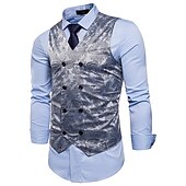 levne Gilety-Pánské Kamizelka Vesta Formální Svatební Párty Podium Chytré příležitostné Polyester Geometrický Do V Běžný Černá Bílá Žlutá Rubínově červená Vesta