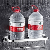 economico Mensole per il bagno-doccia caddy moderno bagno multifunzionale rack di stoccaggio con portasciugamani in acciaio inox ispessito portasciugamani bagno in vetro temperato cosmetici forniture per il bagno rack di stoccaggio