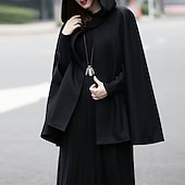 abordables Abrigos de Invierno-Mujer Abrigo Capa / Capas Chaqueta con capucha Fiesta Navidad Ocasión especial Otoño Invierno Abrigo Ajuste regular Resistente al Viento Mantiene abrigado Adorable Artístico / Retro Elegante Chaquetas